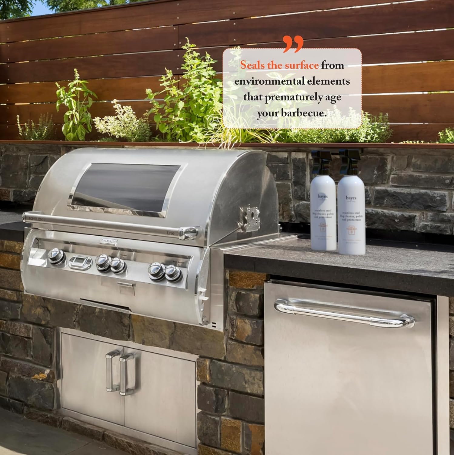 Bayes High-Performance Stainless Steel BBQ Exterior Cleaner and Protectant - Cleans, Shines and Protects Stainless Steel Barbecue Surfaces, Shields from Outdoor Elements - 16 oz, 2-Pack