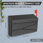 Wall Mount Mailbox, Large Capacity Mailbox for House, with Flag Kit, Galvanized Steel Rust-Proof Metal Post Drop Box, Mailboxes for Outside, 15.74"×9.84"×4.33", Black Modern Sleek Style