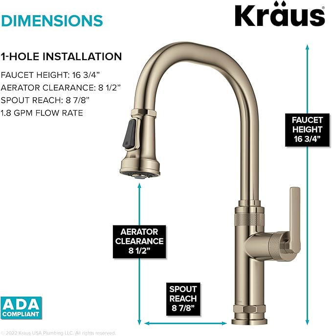 KRAUS Allyn Industrial Pull-Down Single Handle Kitchen Faucet in Spot-Free Antique Champagne Bronze, KPF-4102SFACB