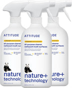 ATTITUDE All Purpose Cleaner Spray, EWG Verified, Vegan, Made with 94% Plant-Based Ingredients, Streak-Free for Kitchen, Bathroom, Glass & More, Citrus Zest, 27.1 Fl Oz (Pack of 3)