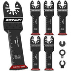 6 Pcs Extra Long Oscillating Tool Blades, Bi-Metal Curved Edge Multitool Blades for Wood with Nails, Metal, Wood, Oscillating Saw Blades Compatible with Dewalt Milwaukee Bosch Worx Ryobi(70MM)