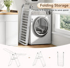 APEXCHASER Clothes Drying Rack, Foldable Drying Rack Clothing, Sturdy Metal Laundry Drying Rack, Height-Adjustable Gullwing, Easy to Fold, Space-Saving, for Indoor Outdoor, White