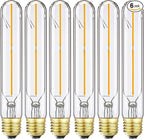 7.3 Inch E26 Led Bulb 40 watt,Dimmable Tubular Bulb 4W,2700k Warm White Edison Bulbs,T10 Long Clear Glass Light Bulb for Rustic Pendant,Industrial Pipe,Wall Sconces,Chandeliers,6 Pack