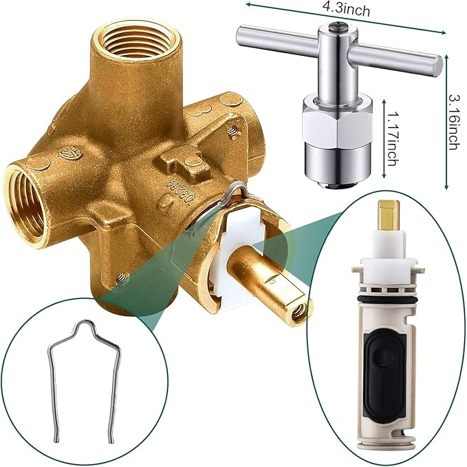 1222 Replacement Cartridge for Moen Shower Valve with 104421 Removal Tool Compatible with Moen 1222 1222b One Handle Posi Temp Shower Faucet Cartridge