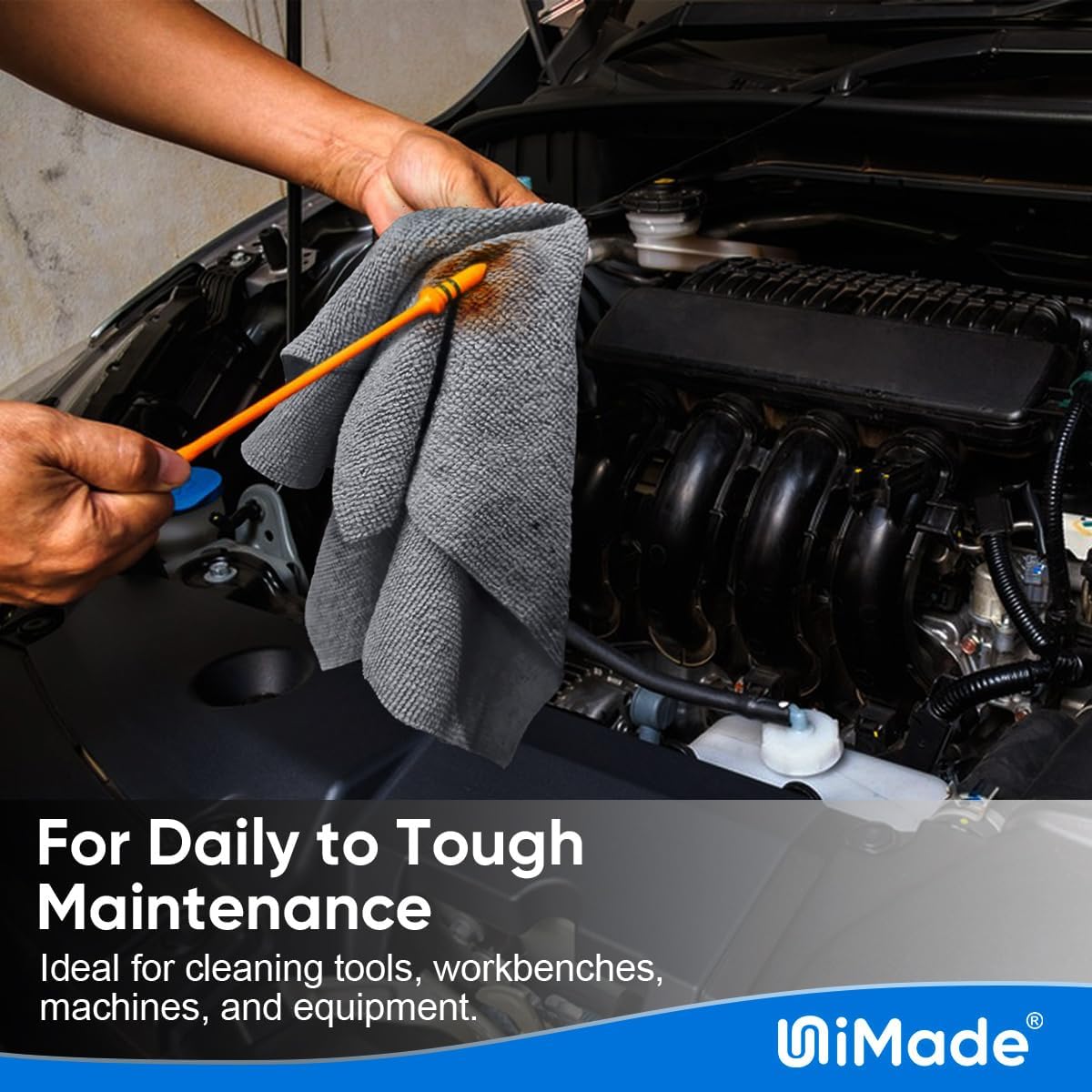 Shop Towel Rags, 20 Pack Reusable Shop Rags Bulk Microfiber Cleaning Cloth Lint Free Cleaning Towels for Car Kitchen Automotive Bar Mechanic Restaurant Garage, 11.5"x 11.5", Grey