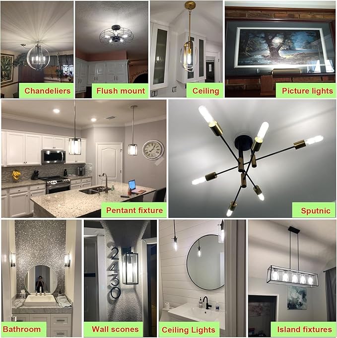 5 Inch E26 Led Bulb Equal 80 Watt, 4000k Neutral White Edison Bulb 6W Dimmable, 800LM T10 T9 Clear Glass Tubular Light Bulbs AC 120V for Chandelier Pipe Pendant Wall Light - UL Cert 4Pack