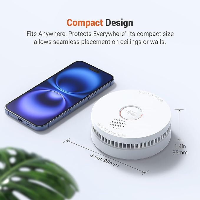 Jemay Smoke Detector Fire Alarms 9V Battery Operated with Photoelectric Sensor & Silence Button,10 Year Product Life Smoke Alarm Fire Detectors Easy to Install, 1 Pack