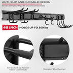 48" Heavy Duty Garage Wall Organizer, Wall Mount Tool Storage Rack with Adjustable Hooks, Garden Tool Organizer Hold Up to 300lbs, Easy Installation (3 Panels, 8 Hooks, 3 Straps)