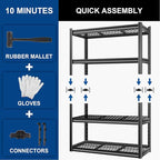 BILT HARD 46" W x 24" D x 72" H Heavy Duty Garage Shelving, 4-Tier Industrial Metal Shelving Units with Adjustable Shelf, Steel Utility Shelves for Warehouse, Garage