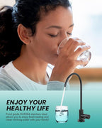 Kitchen Faucet and Water Filter Faucet: ARCORA Stainless Steel Kitchen Sink Faucet with Drinking Water Faucet - Black Single Handle Tap with Pull Down Sprayer for Kitchen Sink Farmhouse Bar