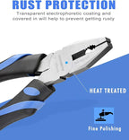 8-Inch Linesman Pliers with Rubber Grip Handle, Portable Home Hand Tools