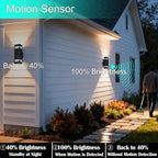 Motion Sensor Outdoor Wall Lights with Dusk to Dawn, E26 Dimmable LED Bulbs Included, Black Aluminum Up & Down Waterproof Porch, Patio, Garage, Garden, Front Door, ETL Listed 2 Pack