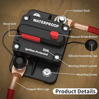 DaierTek 50 Amp Circuit Breaker, Waterproof Marine Circuit Breaker 12V 24V 48V Resettable Inline Fuse Switch, 12 Volt 50A Breaker for Boat Trolling Motor Car Automotive -2Pack