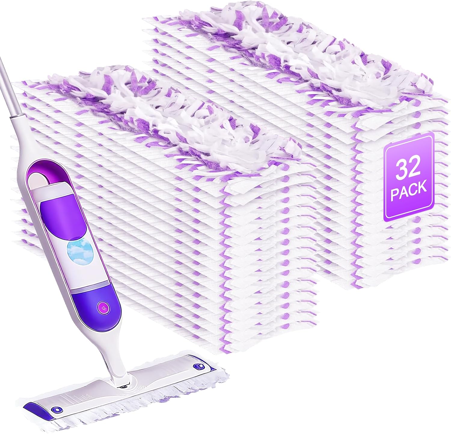 5X Cleaning Power Mop Pads for Swiffer Power Mop, Disposable Power Mop Pad Refills, Replacement Floor Cleaning Refills, Multi-Surface Wood Floor Replacement Pads (32)