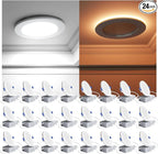 Ensenior 24 Pack 4 Inch LED Recessed Ceiling Light with Night Light, Dimmable, 2700K-5000K 5CCT, 1050LM 12W 120V, High Brightness Canless Wafer Downlight - FCC