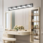 Ralbay Black Vanity Light Fixtures 40.5inch 5-Light Acrylic Modern LED Matte Black Bathroom Wall Vanity Lighting Fixtures Over Mirror