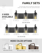 zeyu Modern Bathroom Light Fixtures, 4 Light Vanity Lighting, 28.5' Bathroom Mirror Wall Light, Matte Black Finish with Clear Glass Shade, ZSL72B-4W BK