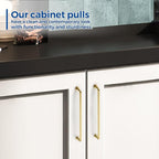 JOY DECOR Cabinet Pulls – 8-3/4 Inch Hole Center, Brushed Brass, 2 Pack, Zinc Alloy Cabinet Handles for Drawers & Cupboard – Vintage Style Hardware for Kitchen, Bathroom, Dresser, Furniture Makeover