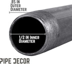 Pipe Decor 1/2” x 60” Malleable Cast Iron Pipe, Pre Cut, Industrial Steel Grey Fits Standard Three Quarter Inch Black Threaded Pipes Nipples and Fittings, Build Vintage DIY Furniture, 4 Pack