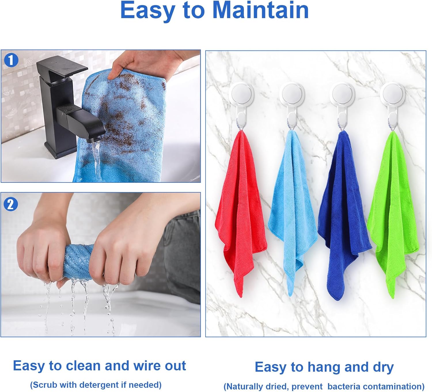 12Pcs Premium Microfiber Cleaning Cloth, Highly Absorbent Household Cleaning Supplies - for Kitchen Towels, Dish Cloths, Dust Rag