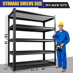 Garage Shelving-3000 lbs 5 Tier Storage Shelves,Adjustable Heavy Duty Metal Shelving Unit and Storage Large Wire Rack,Utility Steel Shelf for Warehouse Industrial Pantry Basement -78"x46"x20",Black