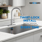 WEWE Single Handle High Arc Brushed Nickel Pull Out Kitchen Faucet,Single Level Stainless Steel Kitchen Sink Faucets with Pull Down Sprayer,Suitable for Laundry Rv Bar