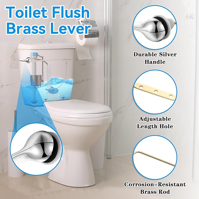 Saillong 3 Inch Universal Toilet Tank Replacement Kit, Toilet Flusher Fill Valve with Low Flow Flapper Repair Kit, Side Mount Flush Brass Handle, Adjustable Water Level, Easy to Install(Blue)