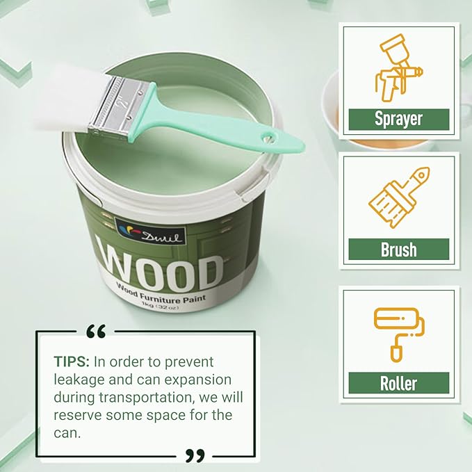 DWIL Matte Finish Furniture Paint - 32 Oz Wood Paint for Cabinets, Doors, Tables, and Dressers Refinishing - Water-Based, Non-Toxic & Odorless, Easy to Apply(Cardamom Green)-With Tools
