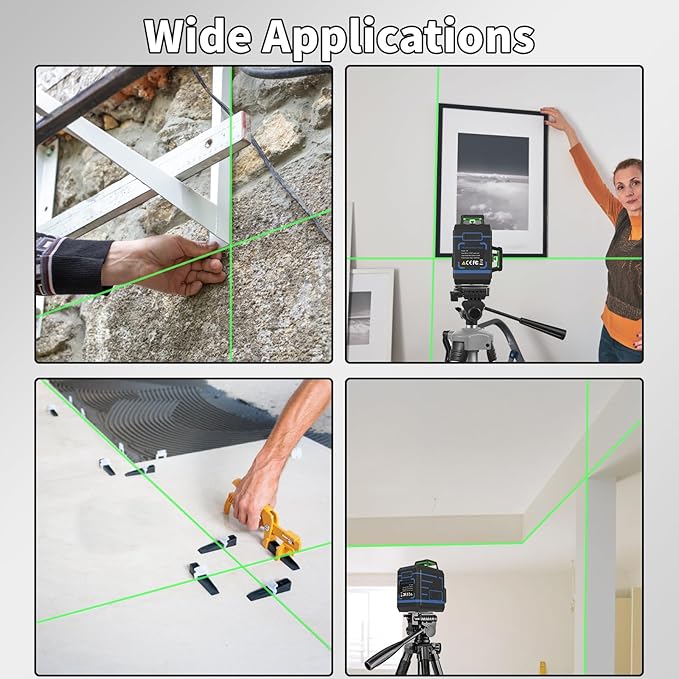 Laser Level 360 Self Leveling, 3 x 360° Cross Line Lazer Leveler Tool for Construction and Picture Hanging, Rechargeable Nivel Laser Outdoor, L-Magnetic Bracket Included