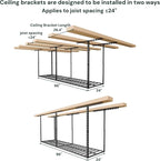 SunsGrove 2x8 Garage Storage Overhead Rack Organization, Adjustable Ceiling Mounted Storage Racks, 800LBS Weight Capacity, 22"-40" Ceiling Dropdown, Black