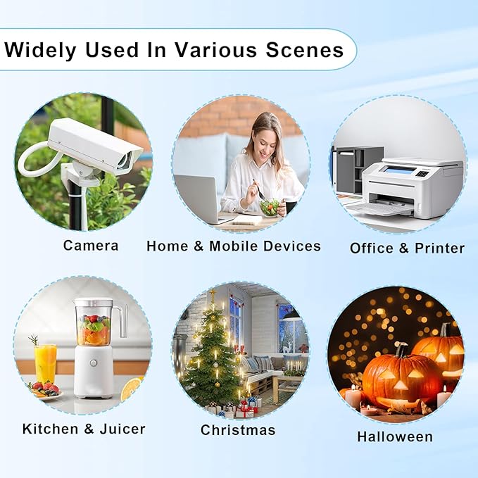 2-Pack Extension Cord 2 Prong, 5FT Short and Small Etension Cords Male/Female Indoor Power Cable for NEMA 1-15P to NEMA 1-15R Black