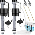 Universal Toilet Flusher Replacement Kit, Water-Saving & Height Adjustable Fill Valve, 2-Inch Flapper, Toilet Handle Lever, Quiet & Anti-Siphon Toilet Repair Kit Inside Tank (Black, 2-Pack)