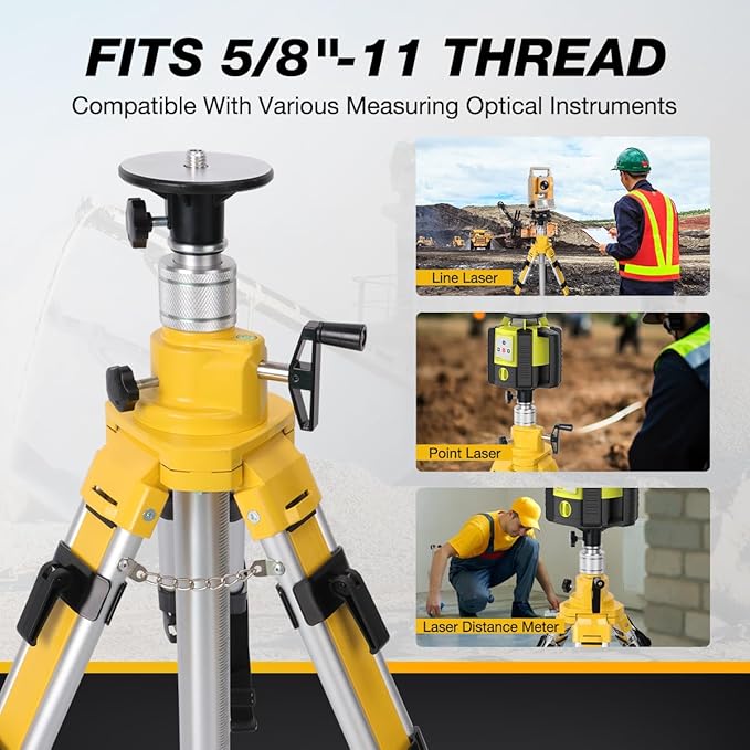 Elevator Tripod for Laser Level, Surveying Instruments With Adjustable Legs for Cross Rotary Lasers