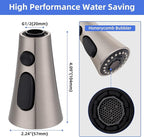 iFealClear Universal Kitchen Faucet Head Replacement, 3 Modes Pull Down Faucet Spray Head, Compatible with Moen Delta, Equipped with 15 Adapters, Brushed Nickel