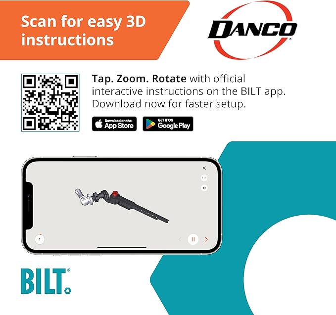 Danco 12046 Straight Replacement Handle with Front Angle/Side/Vertical Mount in Toilet Tank Lever, Brushed Nickel