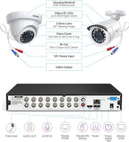 ZOSI Full 1080p 16 Channel Home Security Camera System with AI Human Vehicle Detect, 8 x 1080p Weatherproof CCTV Bullet Dome Camera Outdoor, H.265+ 16CH DVR with 2TB HDD, Night Vision, Alert Push