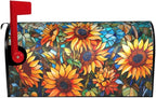 Giwawa Stained Glass Sunflower Mailbox Covers Magnetic for Fall Mailbox Cover Autumn Mail Box Covers Standard Size 18 x 21 Thanksgiving Decorations Outdoor Welcome Mailbox Wrap
