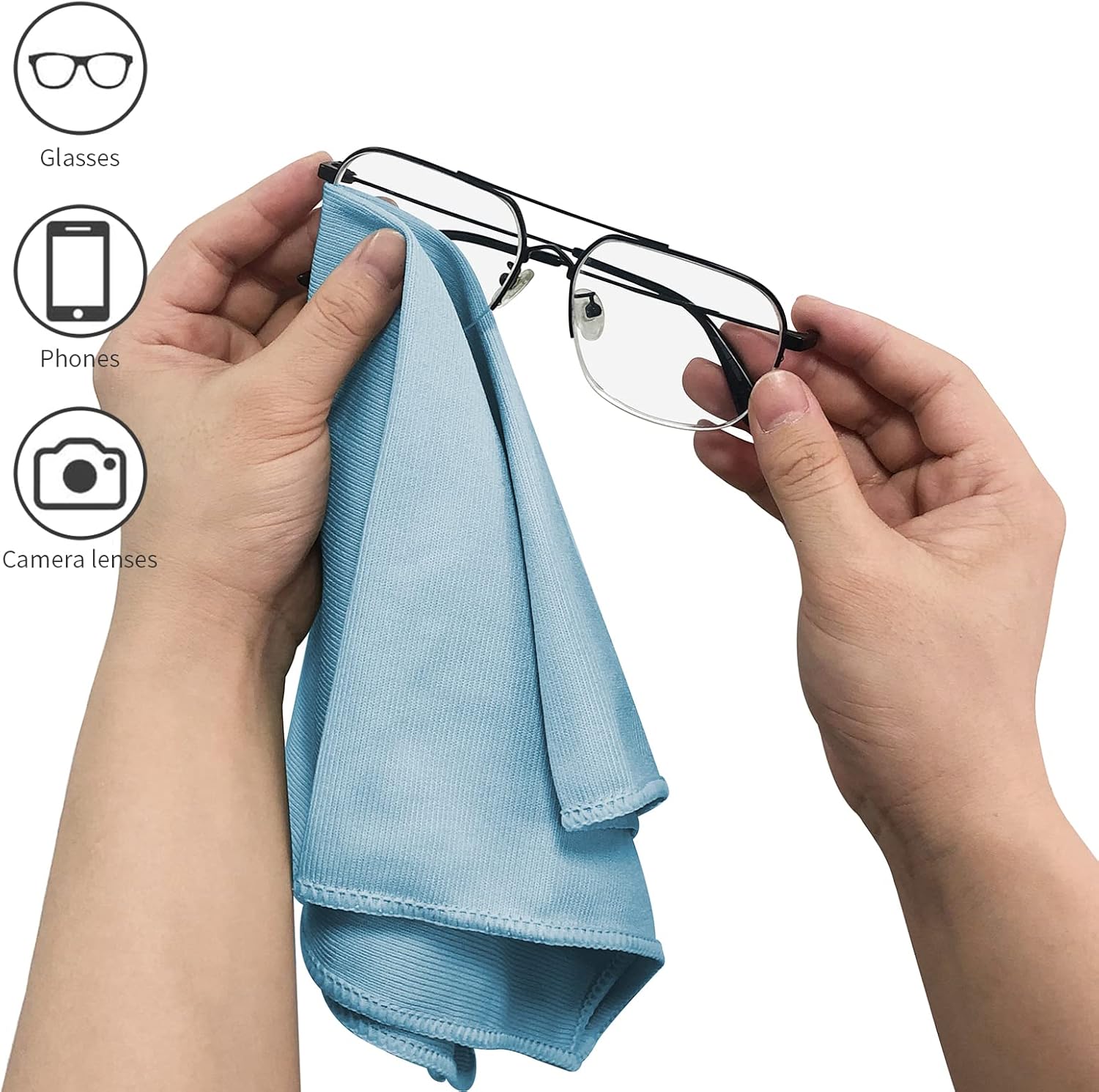 6 Pack Microfiber Glass Cleaning Cloth, 16 Inch X 16 Inch, Lint Free Quickly Clean Window, Glasses, Windshields, Mirrors, and Stainless Steel, Multicolor