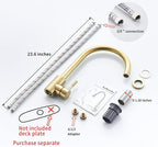 Single Handle High Arc Brushed Gold Kitchen Faucet Stainless Steel Commercial Single Hole Kitchen Sink Faucet,Modern One Hole Bar Sink Faucet(Brushed Gold)