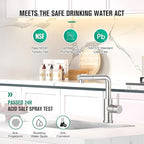 CREA Kitchen Faucet with Pull Down Sprayer - Pre Wet Bar Sink Faucets Single Hole/Handle - Brushed Nichel Stainless Steel Small Faucet for Mini Sink RV Outdoor Utility Laundry Room Faucet