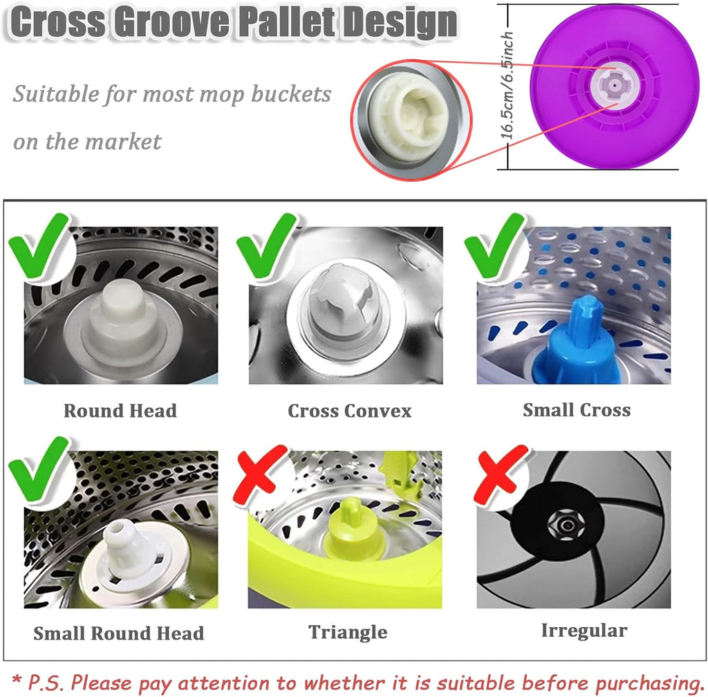 Spin Mop Replacement Mop Handle, 49-inch 360 Degrees Rotating Telescopic Replacement Mop Stick with Reinforced Plastic Disc for Spin Mop Bucket Cleaning System (Plastic Disc, Purple)