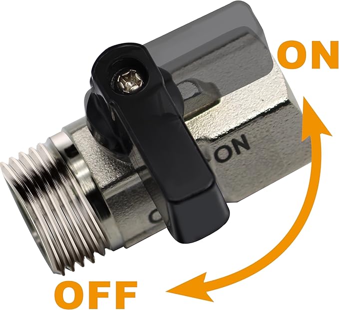 YOO.MEE Shut-Off Brass Ball Valve 1/2'' Standard Connections with Polished Chrome Finish