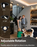 zouzai 4 inch 5CCT Gimbal Black Led Recessed Lights, 360°+90° Adjustable Directional Recessed Lighting, 2700K-5000K Dimmable Retrofit Eyeball Can Lights with Jbox, ETL&Energy Star (Black,12 Pack)