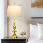 29" Modern Gold Table Lamps Set of 2, Industrial Touch Control 3-Way Dimmable Bedside Lamp with USB C+A Ports, Metal Farmhouse Nightstand Lamps for Living Room Bedroom End Tables(2 LED Bulbs Included)