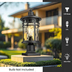 Outdoor Post Light Hardwired Waterproof Aluminum Pole Light Fixture with Water Ripple Glass Exterior Lamp Post Lantern for Garden Yard Patio Pathway 14.6 Inch E26 Socket