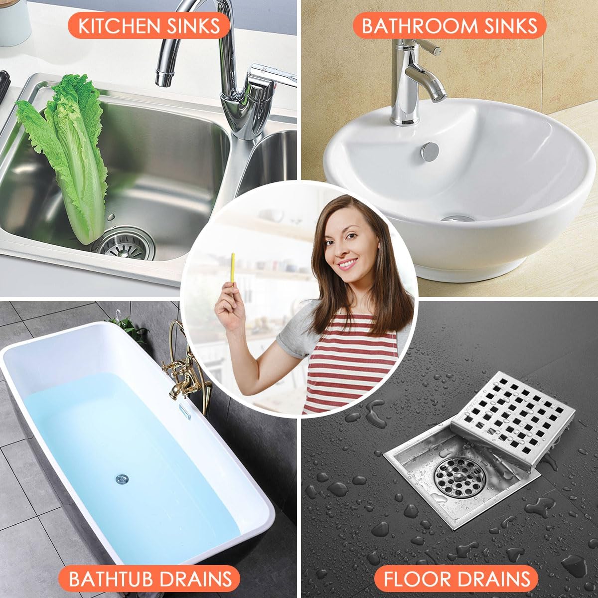 Drain Sticks Bio-Flow Drain Cleaner Sticks Lemon Scent Odor Remover for Sink Pipe Cleaning