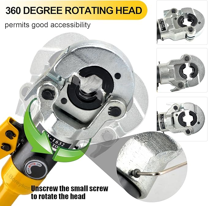 Hydraulic Copper Tube Crimping Tool,Copper Pipe Fittings Crimping and Plumbing Tool with Crimping Dies Jaw 1/2", 3/4", 1"