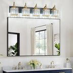 Modern Crystal Vanity Lights Black Gold 5 Light Bathroom Vanity Light Fixtures Over Mirror