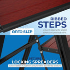 Step Ladder 3 Step Folding, Decorative - Beautiful Mahogany & Black Aluminum, Ultra Slim Profile, Anti Slip Steps, Sturdy-Portable for Home, Office, Kitchen, Photography Use,by SORFEY