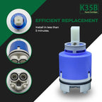 Kerox K40B 40mm Faucet Cartridge - Ceramic Mixing Single-Lever Cartridge, Bathroom Sink Faucets & Parts for Home Plumbing Repair and Improvement, fits La Torre & American Standard Faucets